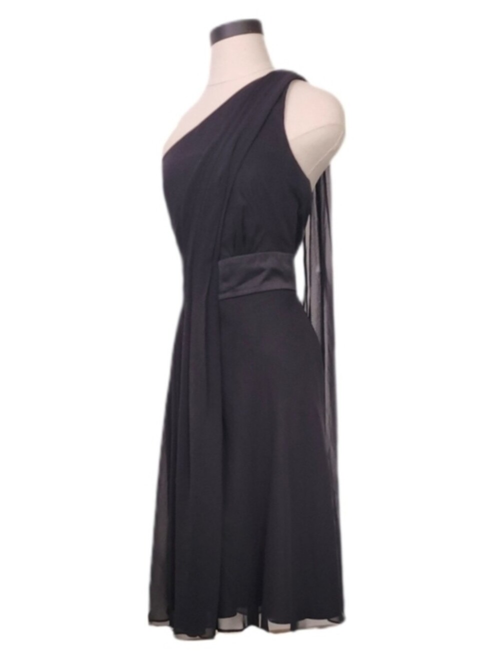 White House Black Market Dress Sleeveless One-Shoulder Black Plus Size 14